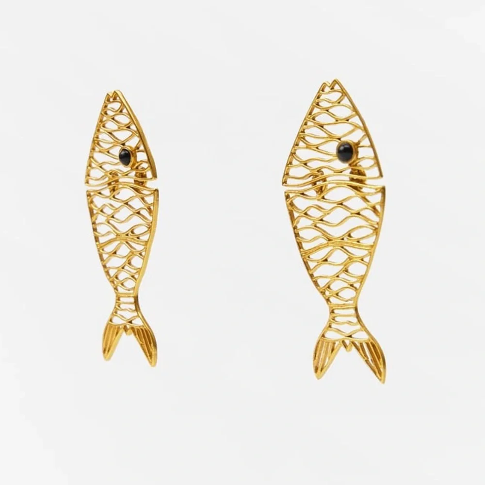 New ZARA Fish Statement Earrings - Picture 5 of 11